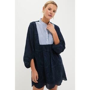 TUCKERNUCK Navy Nautical Eyelet Mini Calliope Dress Size S NWT